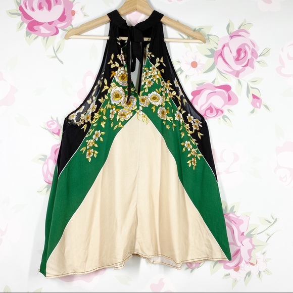 NEW Free People Beat Of My Heart Boho Floral Halter Tie Tunic Summer Top XS - Picture 8 of 12